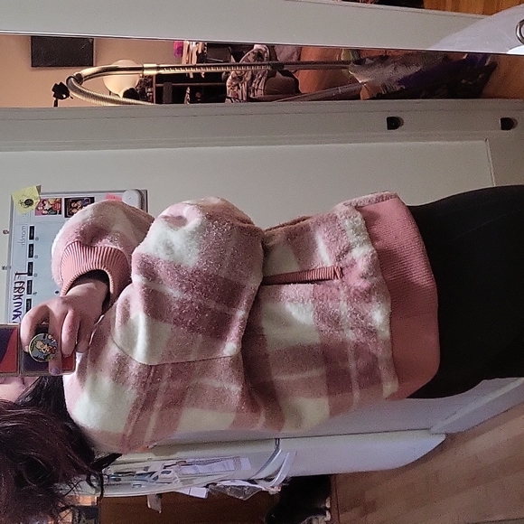 Universal Thread pink plaid coat - Picture 3 of 5